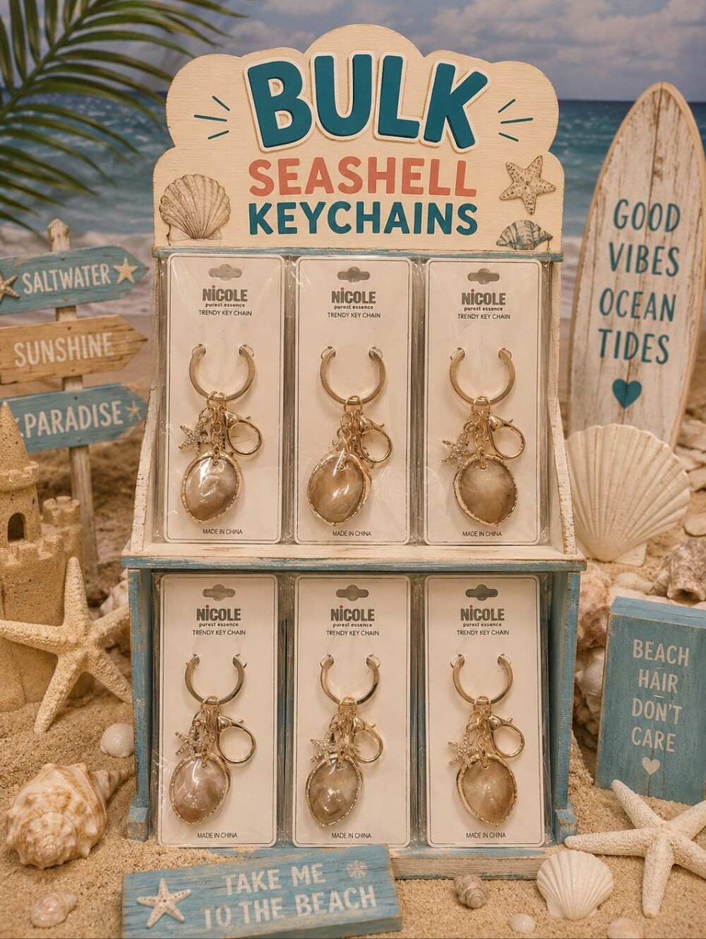 BULK Seashell Keychains with Pearl-Tone Shell